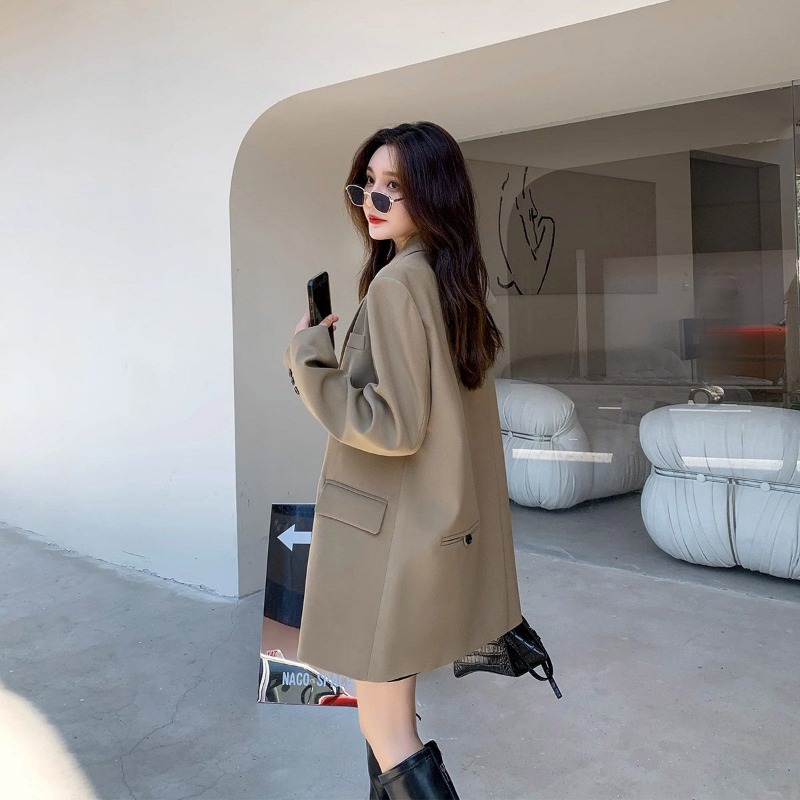 Streetwear Brand Clothing - Blazer preto de manga comprida feminino,