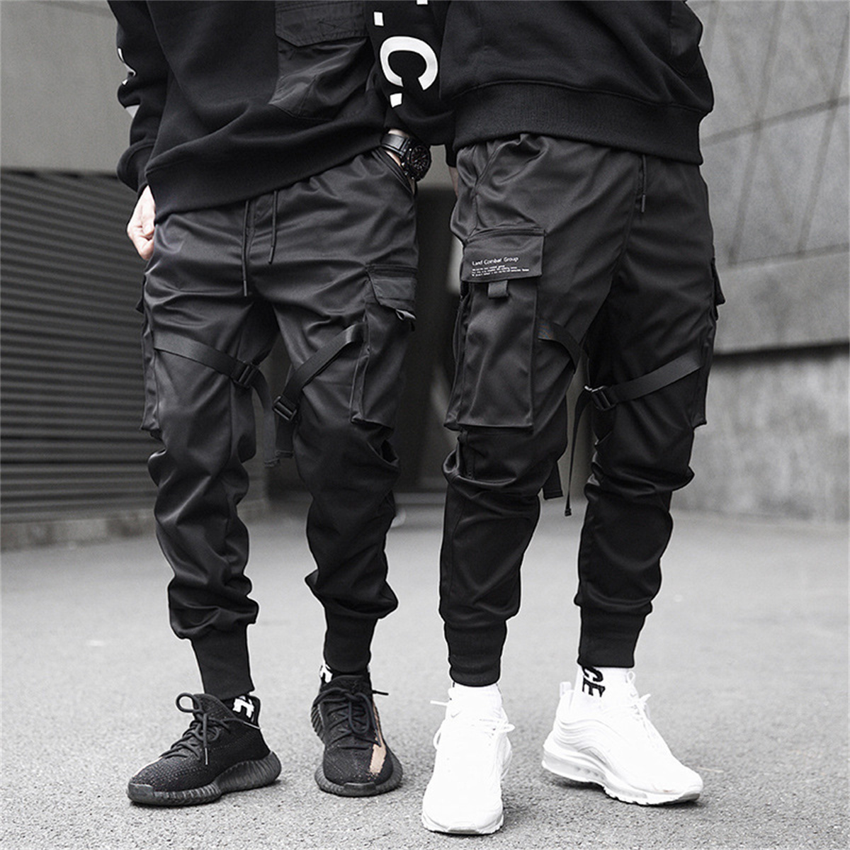 Streetwear Brand Clothing - Preto hip hop calças de carga