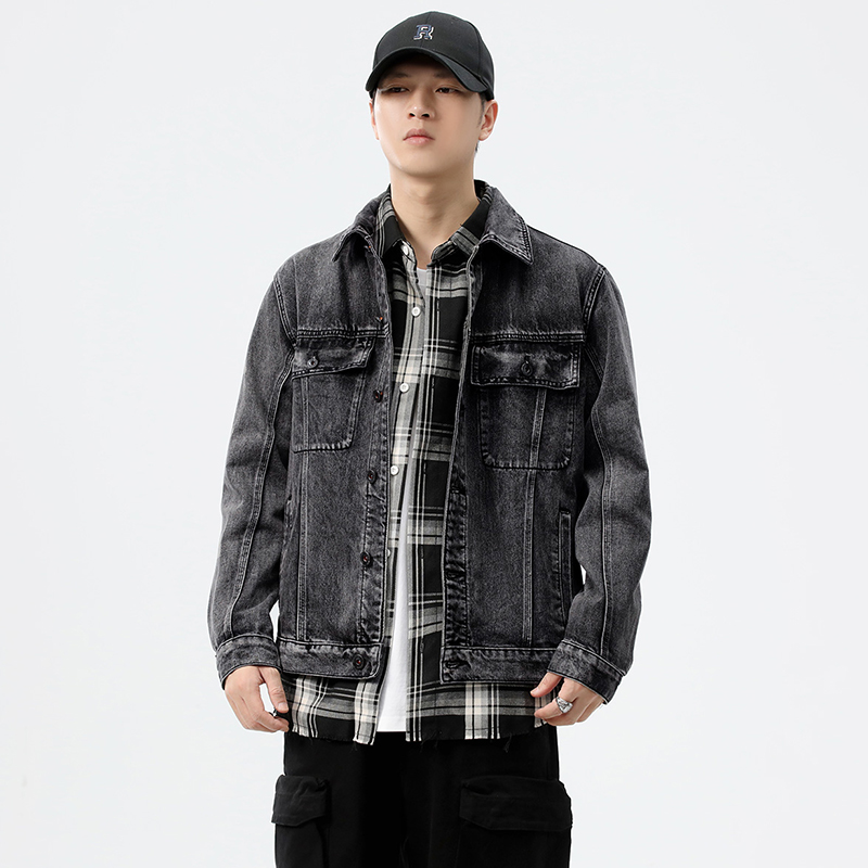 Streetwear Brand - Jaqueta Jeans Masculina Cinza Outono/Inverno 2026